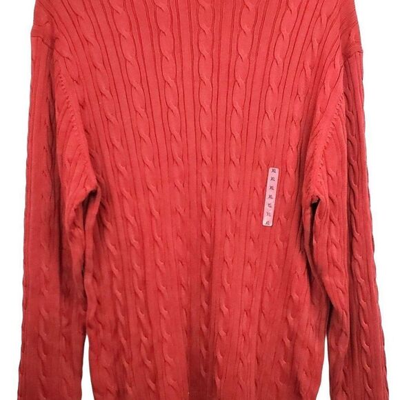 Mens RoundTree & Yorke Red XL Cable Sweater - Picture 3 of 8